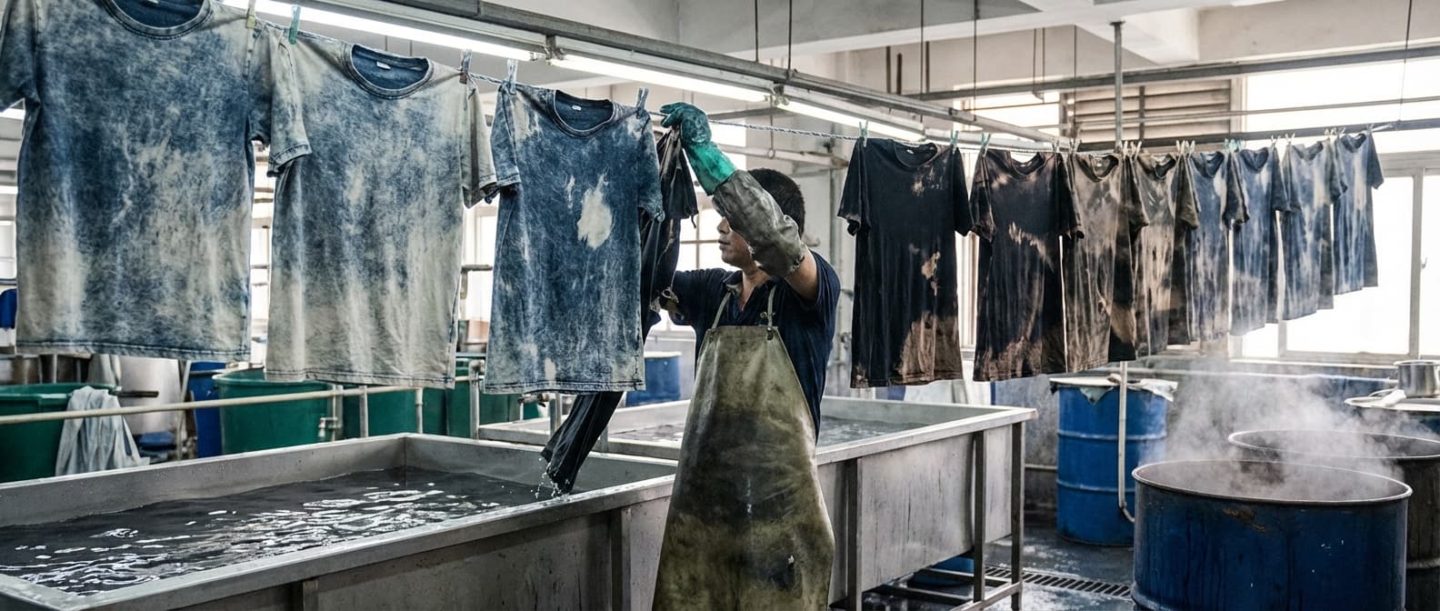 Acid Wash t-shirts in progress
